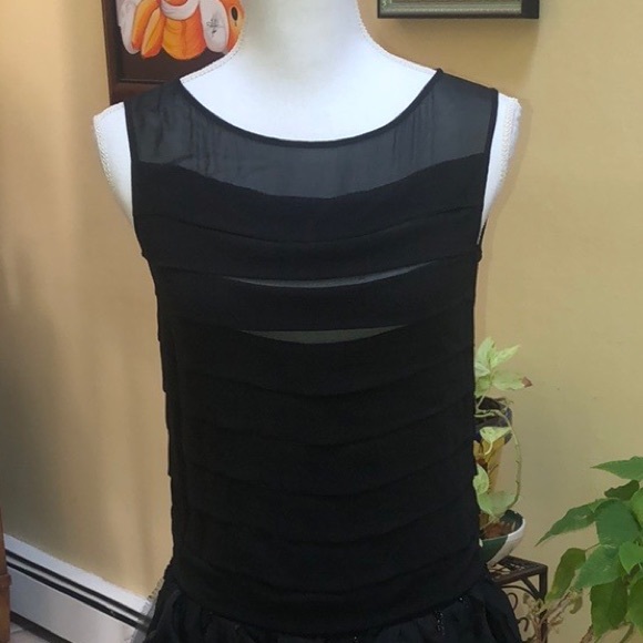 Moschino Women Black Sleeveless Chiffon Beaded With Ruffled Tiers Cocktail Dress - Picture 5 of 16